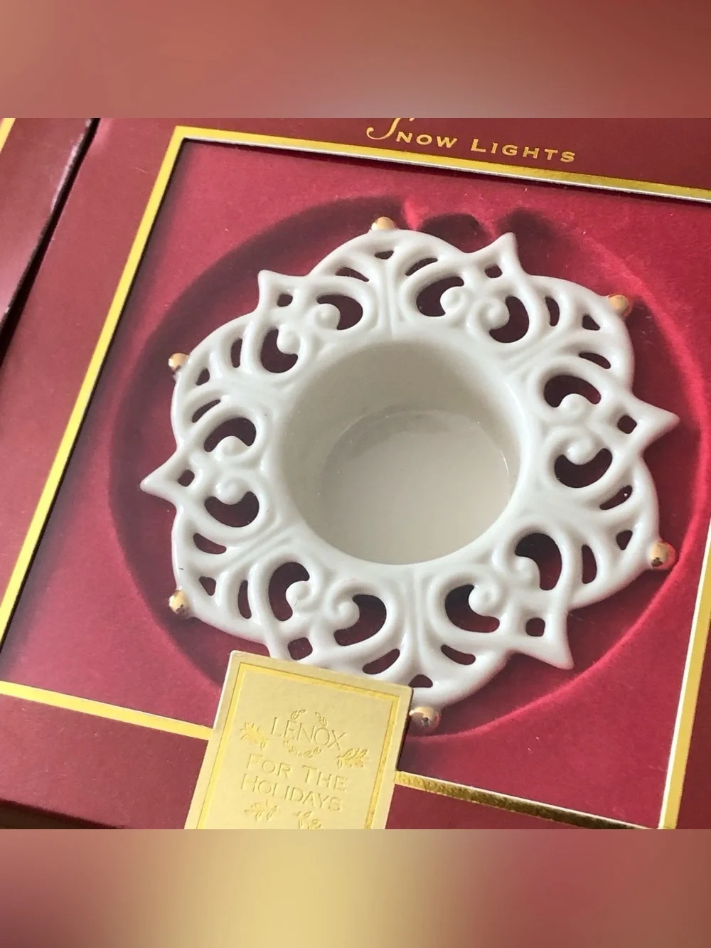 Lenox Snow Lights Sparkle Votive Porcelain Candle Holders Set of 2 Vintage